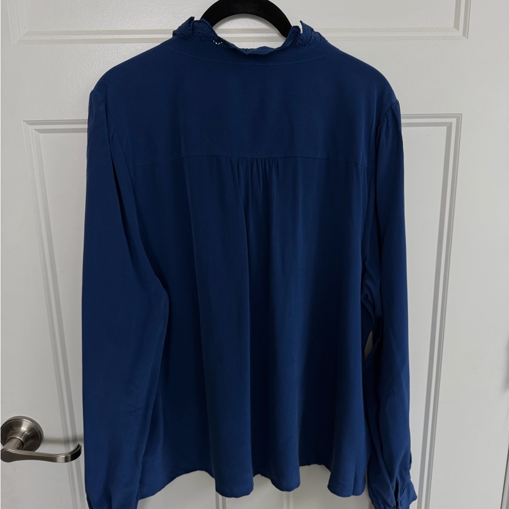 Sézane Chlo Navy Blue Ruffled Women's Top - Picture 4 of 4